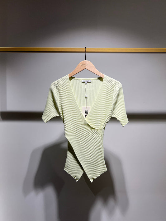 Ribbed knit wrap T-shirt