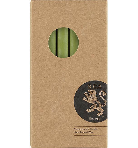 Olive Green Eco Dinner Candles, 6 per pack