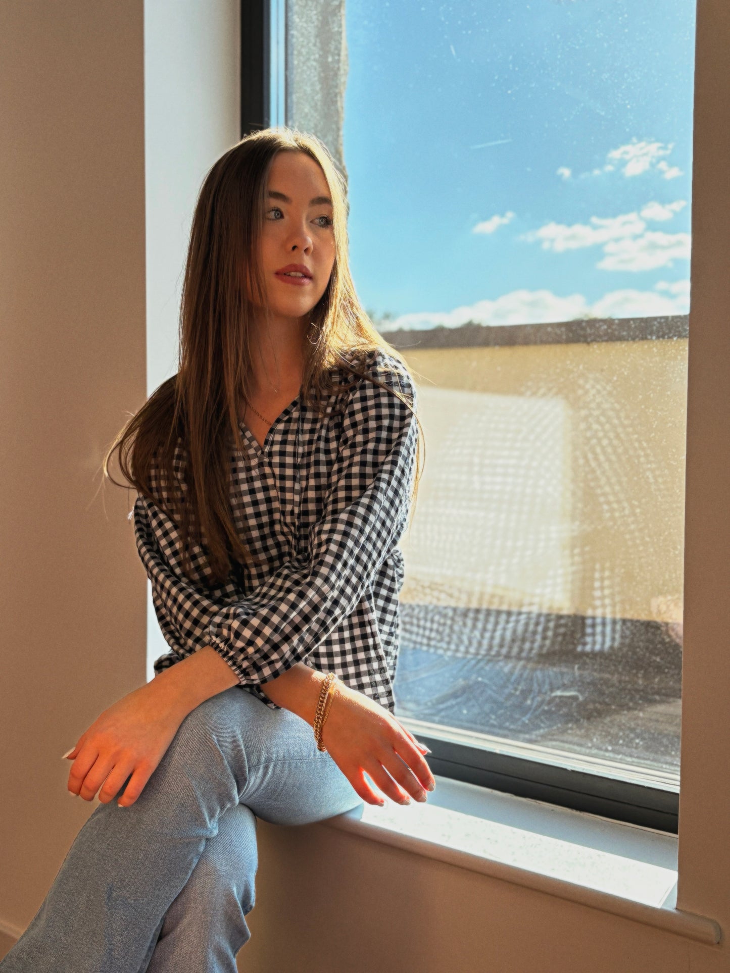 Matilde Navy Gingham Blouse