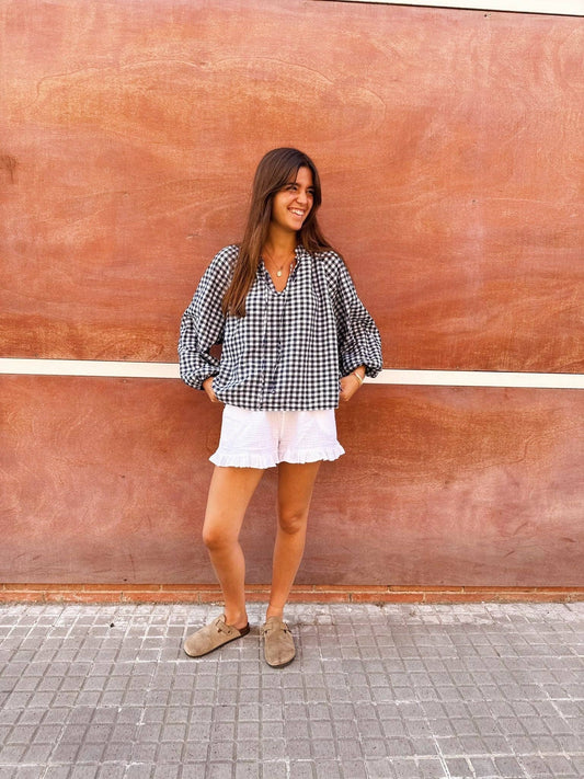 Matilde Navy Gingham Blouse