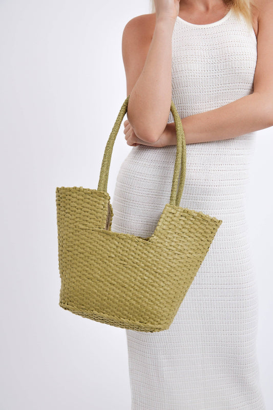 Square Basket Tote Bag in Green