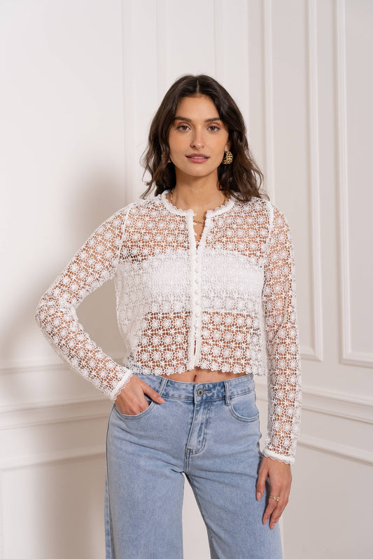 Ditsy long sleeve blouse