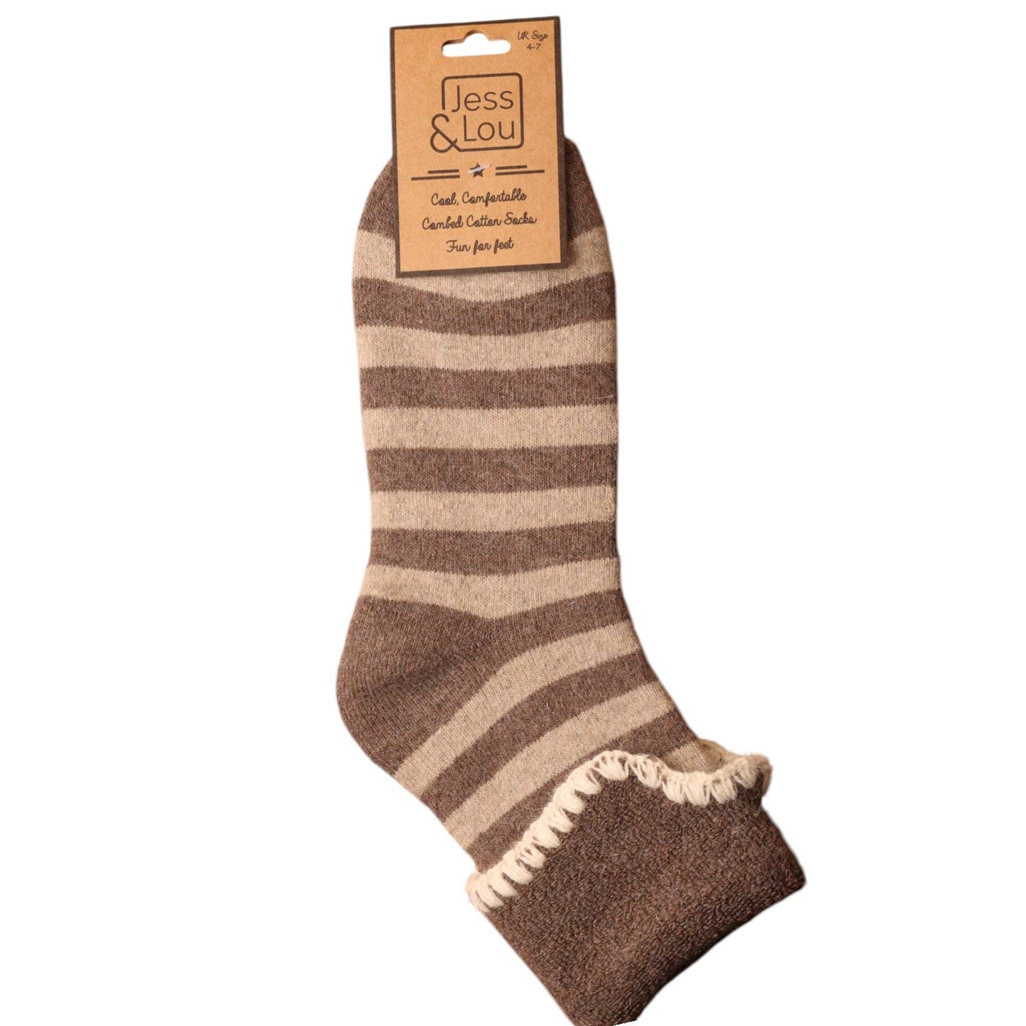 Cappuccino Stripe Cosy Cuff Socks