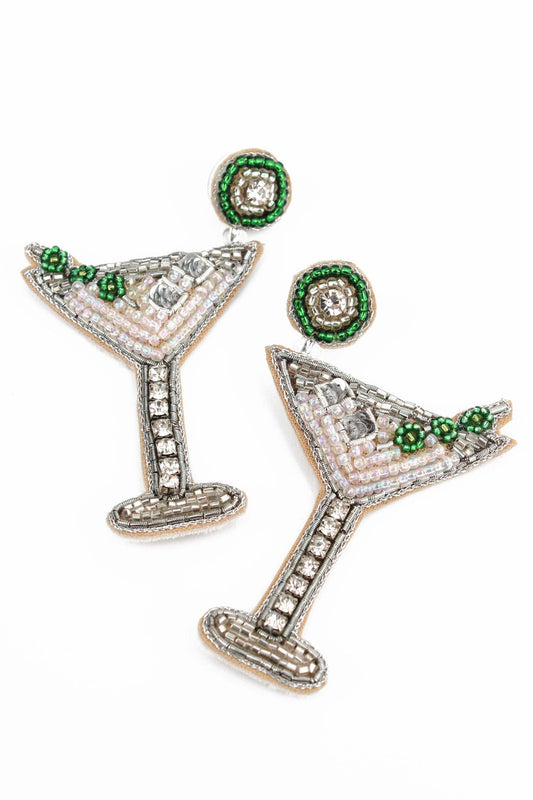 MARTINI COCKTAIL BEADED EARRINGS