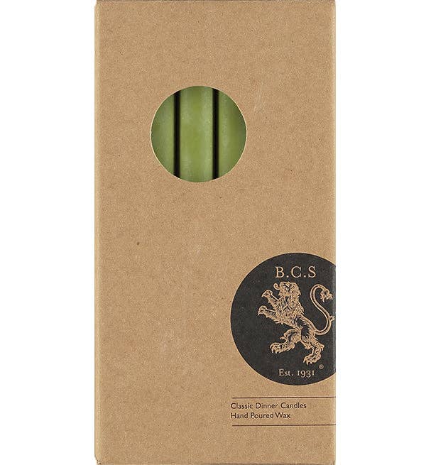 Olive Green Eco Dinner Candles, 6 per pack