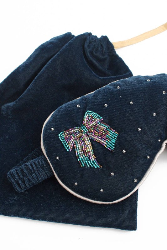 SILVER BLUE BOW EYE SLEEP MASK