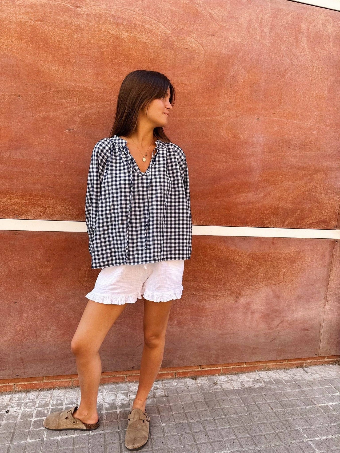 Matilde Navy Gingham Blouse
