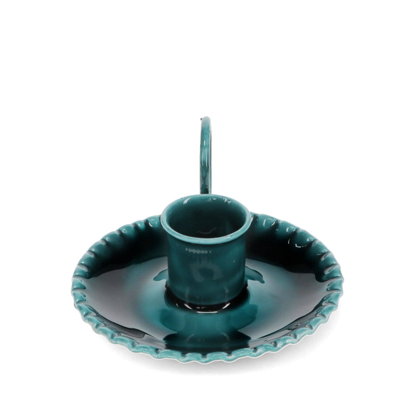 Enamel Chamberstick Candle Holder - Blue