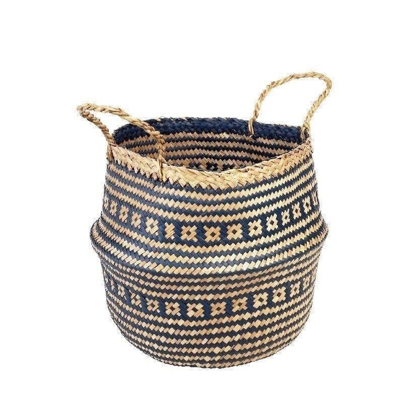 Small Seagrass Basket - Navy Blue