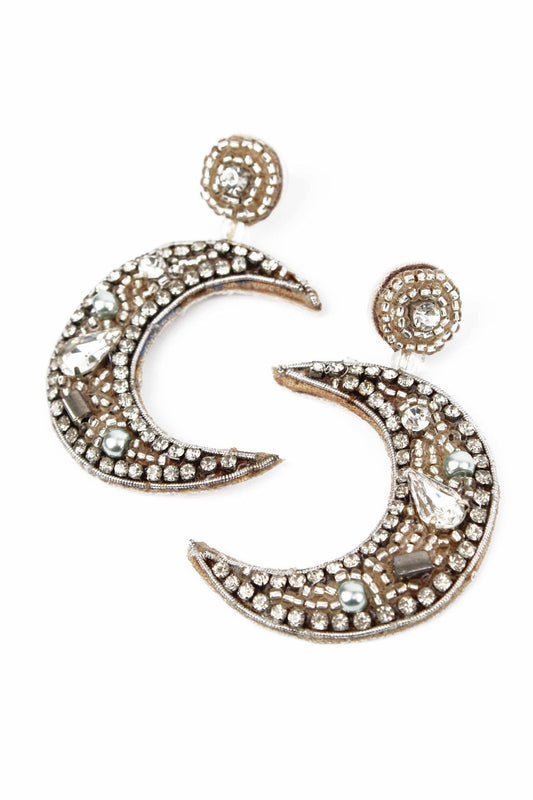 SILVER BEADED MOON DROPS