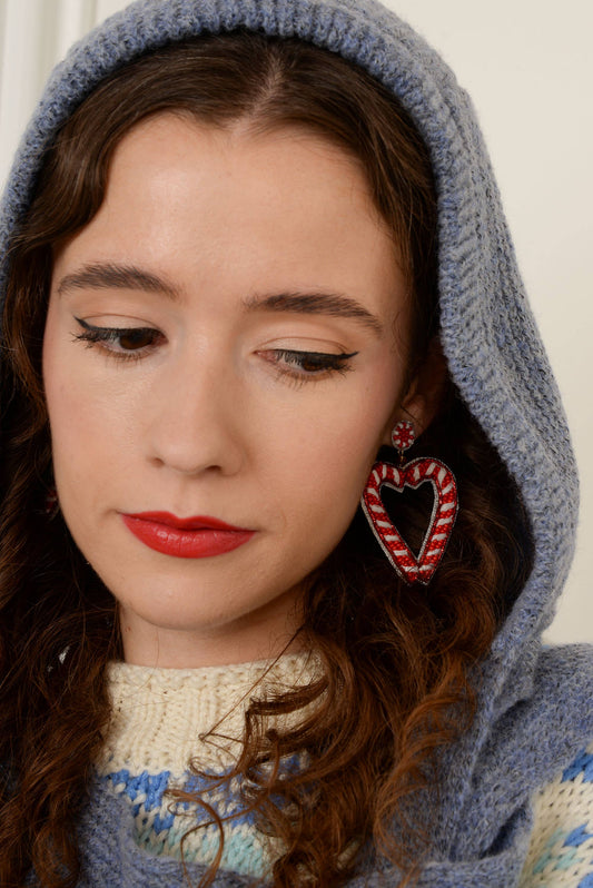 HEART CANDY CANE EARRINGS