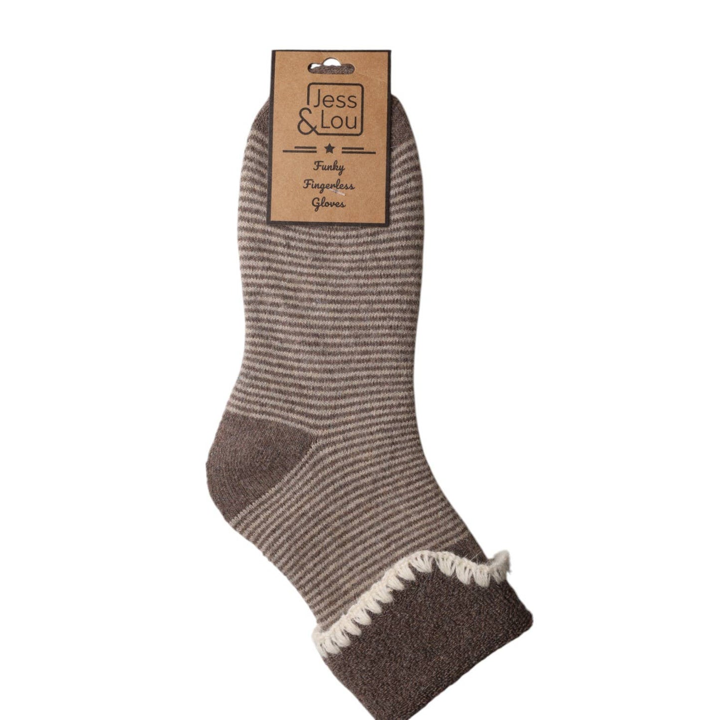 Cappuccino Thin Stripe Cuff Cosy Socks