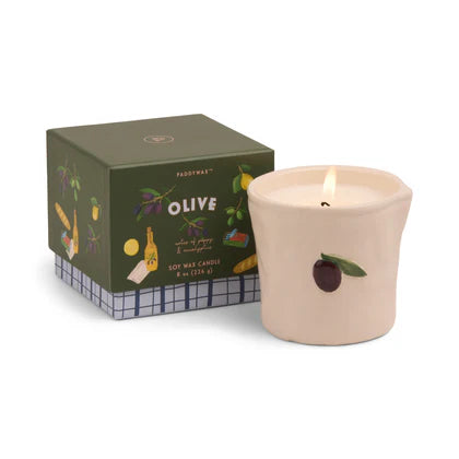 Bistro Ceramic Olive Candle