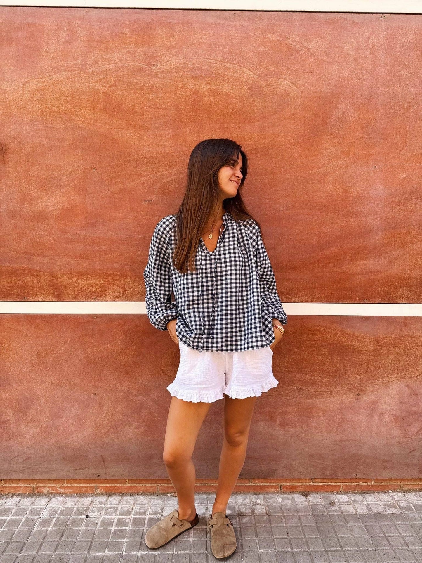 Matilde Navy Gingham Blouse