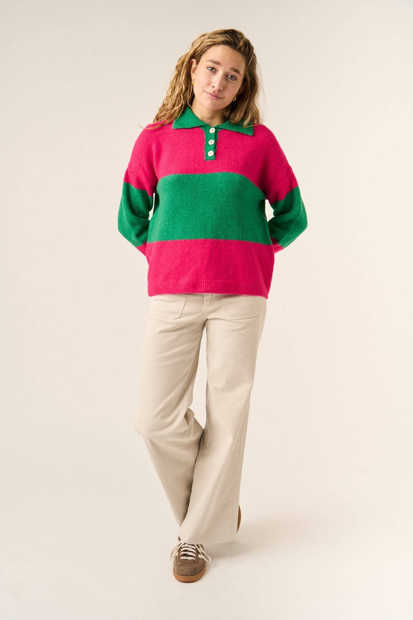 Paola Fuchsia and Green Sweater