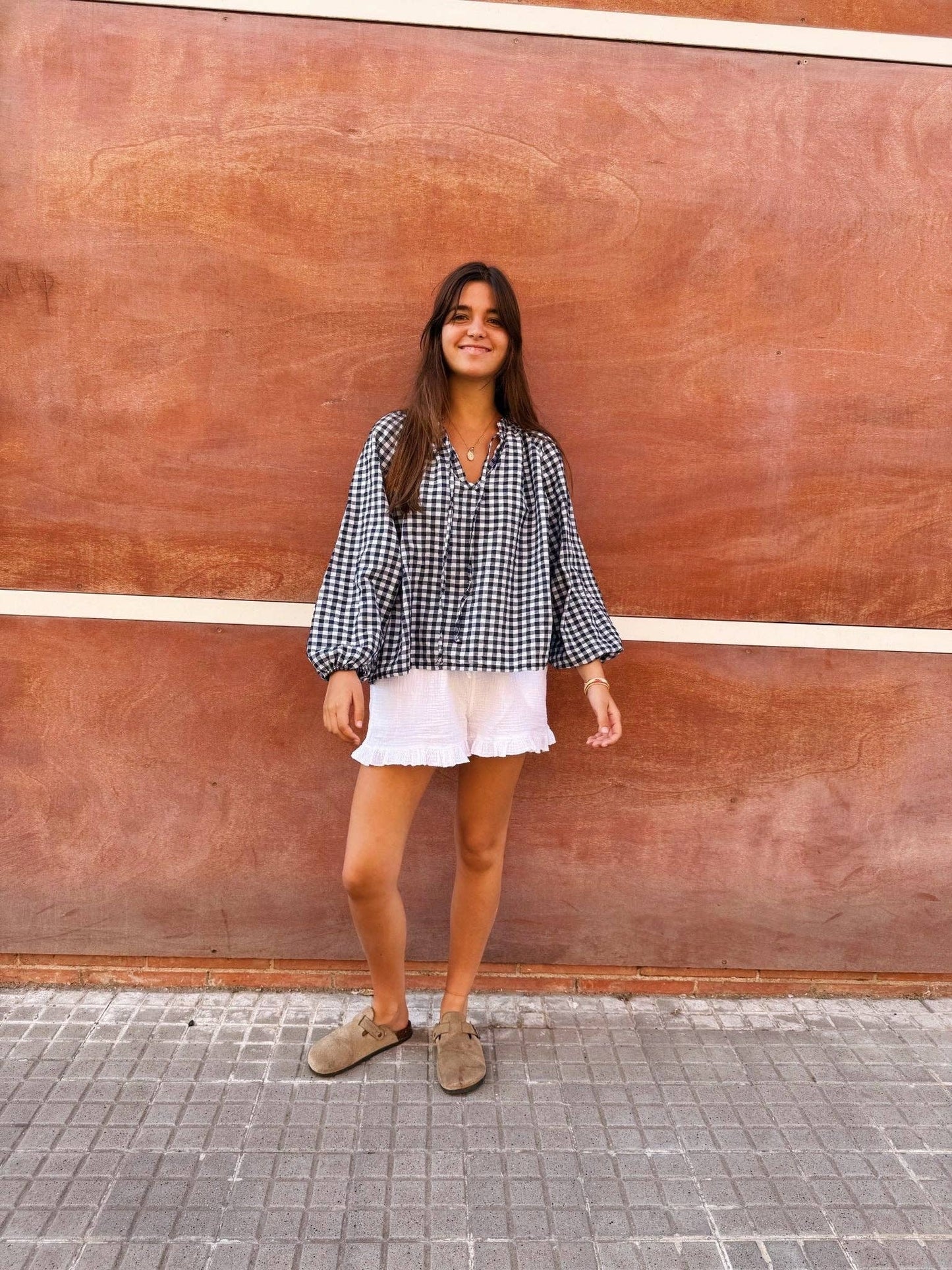 Matilde Navy Gingham Blouse
