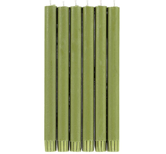 Olive Green Eco Dinner Candles, 6 per pack