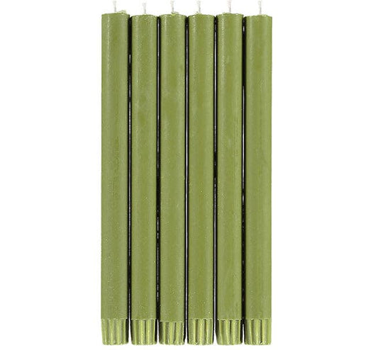 Olive Green Eco Dinner Candles, 6 per pack