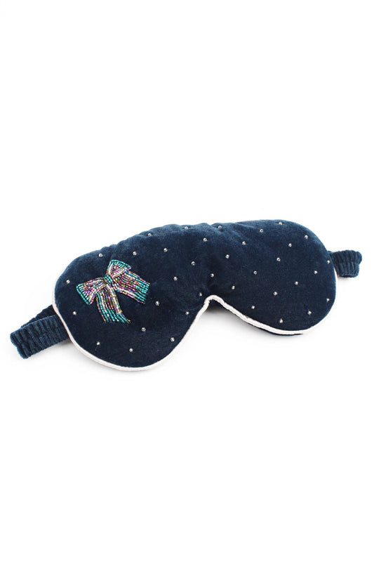SILVER BLUE BOW EYE SLEEP MASK